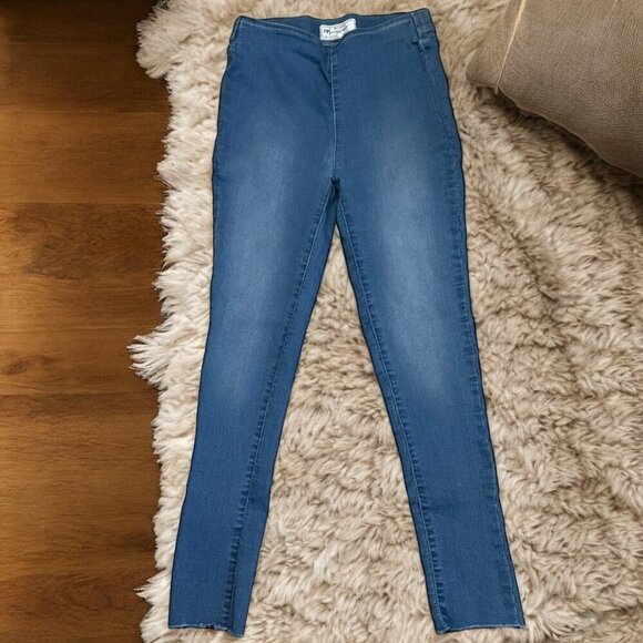 Free People Light Wash Raw Hem High Rise Pull On Skinny Ankle Pants‎ Size 27 - Picture 1 of 9